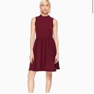 Kate spade ma cherie burgundy ruffle fit and flare dress size 0 nwot